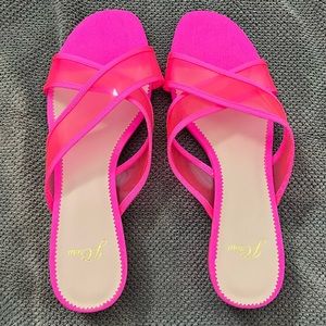 NEW J. Crew, Barbie Neon Pink sandals, size 9